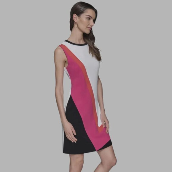 KARL LAGERFELD Women's Patterned Scoop Neck Sleeveless Aline Dress Size 4 - Picture 3 of 3